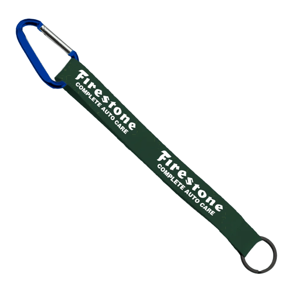 3/4" Sewn Polyester Keychain with Metal Split-Ring and Carabiner 119