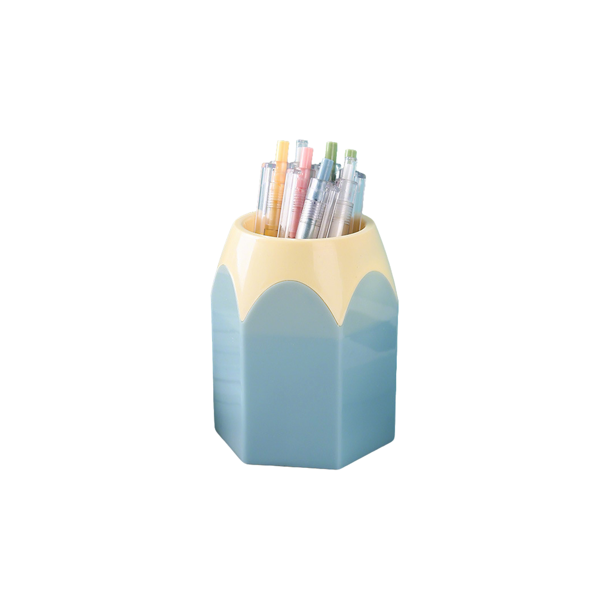 ABS Hexagonal Base Pencil Holder With Contrast Color 3.35" x 2.56" x 4.13" 10