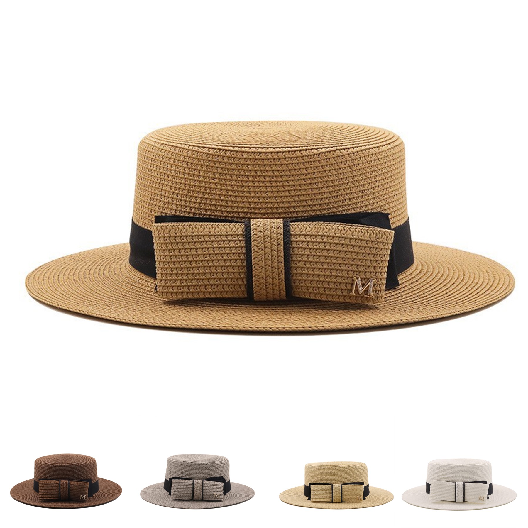 Women Straw Sun Hat with Bowknot 2