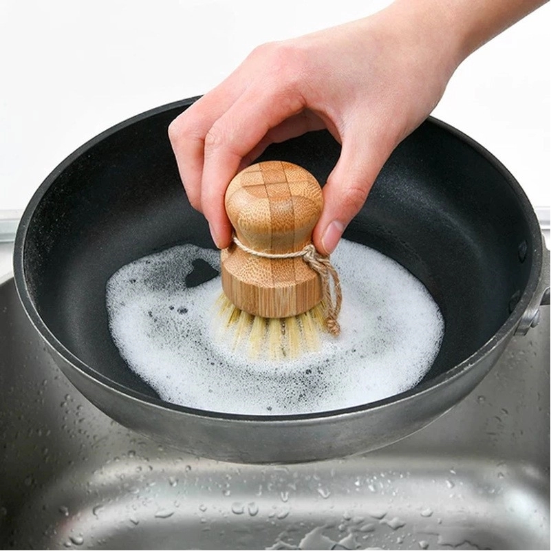 Wooden Scrub Brush With Palm Sial Fibers 3