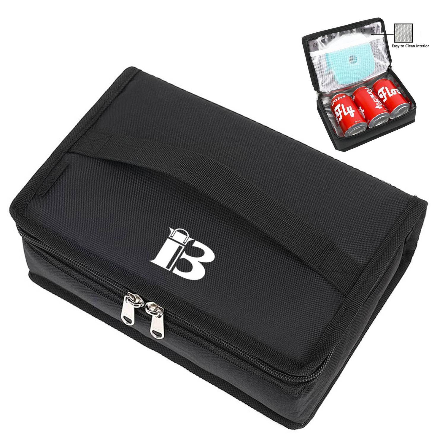 3 Can Compact Oxford Insulated Lunch Cooler Bag w/ Zipper
