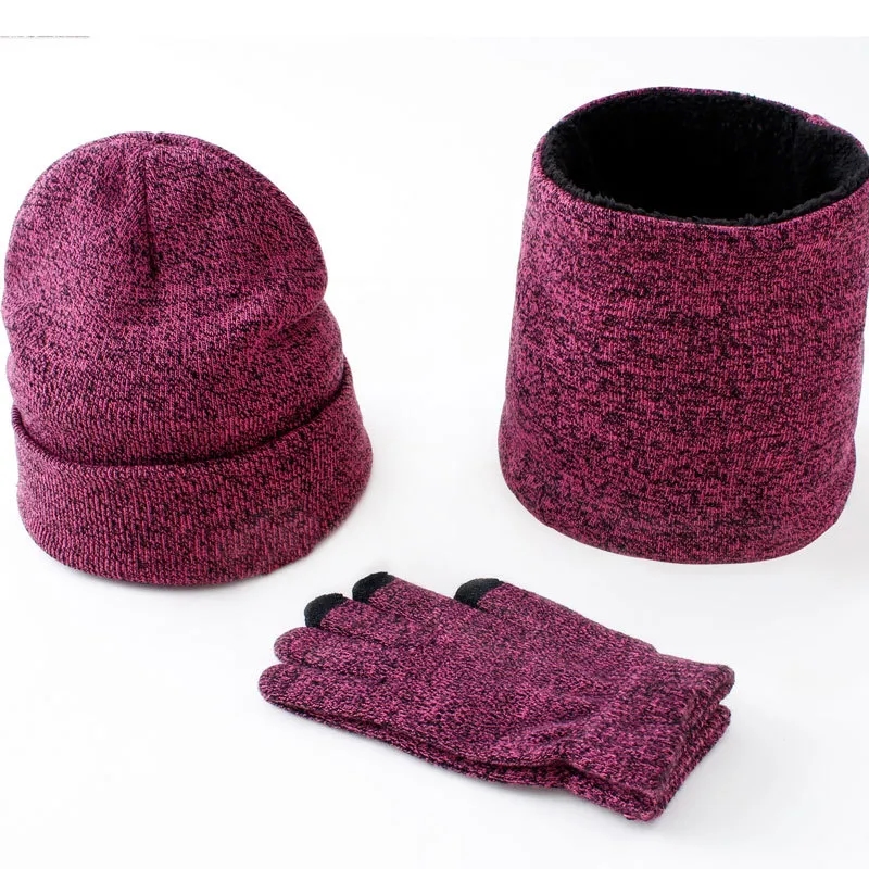 Knitted Scarf Hat and Gloves Set 6