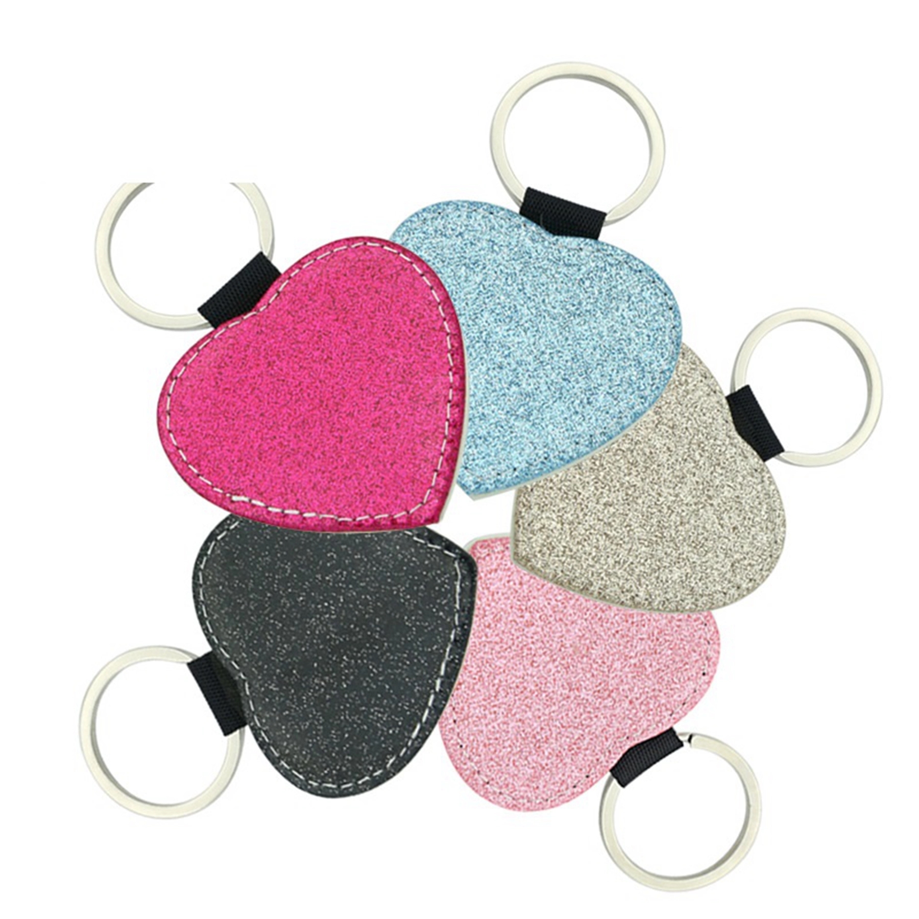 Bling Heart Shaped PU Key Chain 4