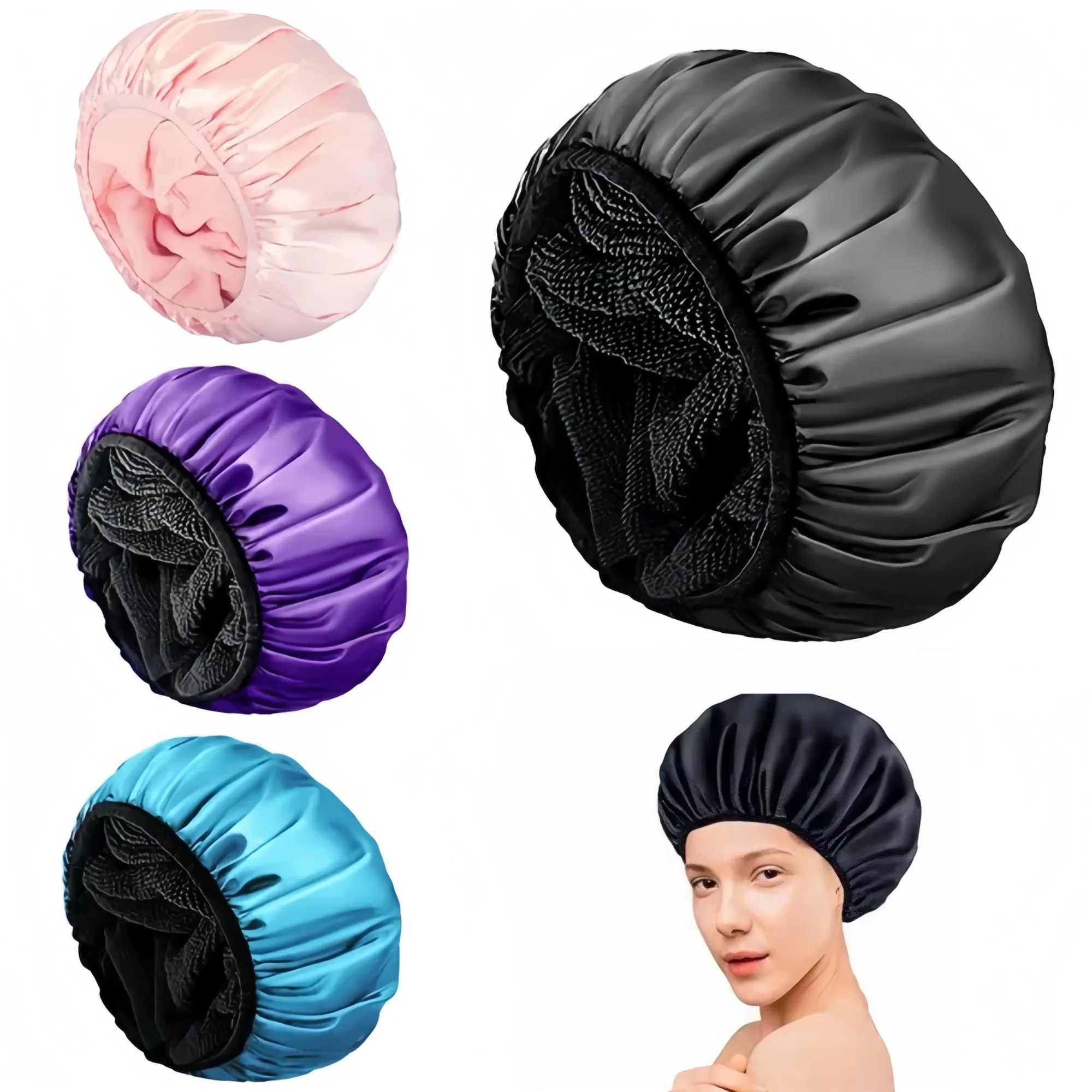 Women's Three-Layer Waterproof Shower Cap