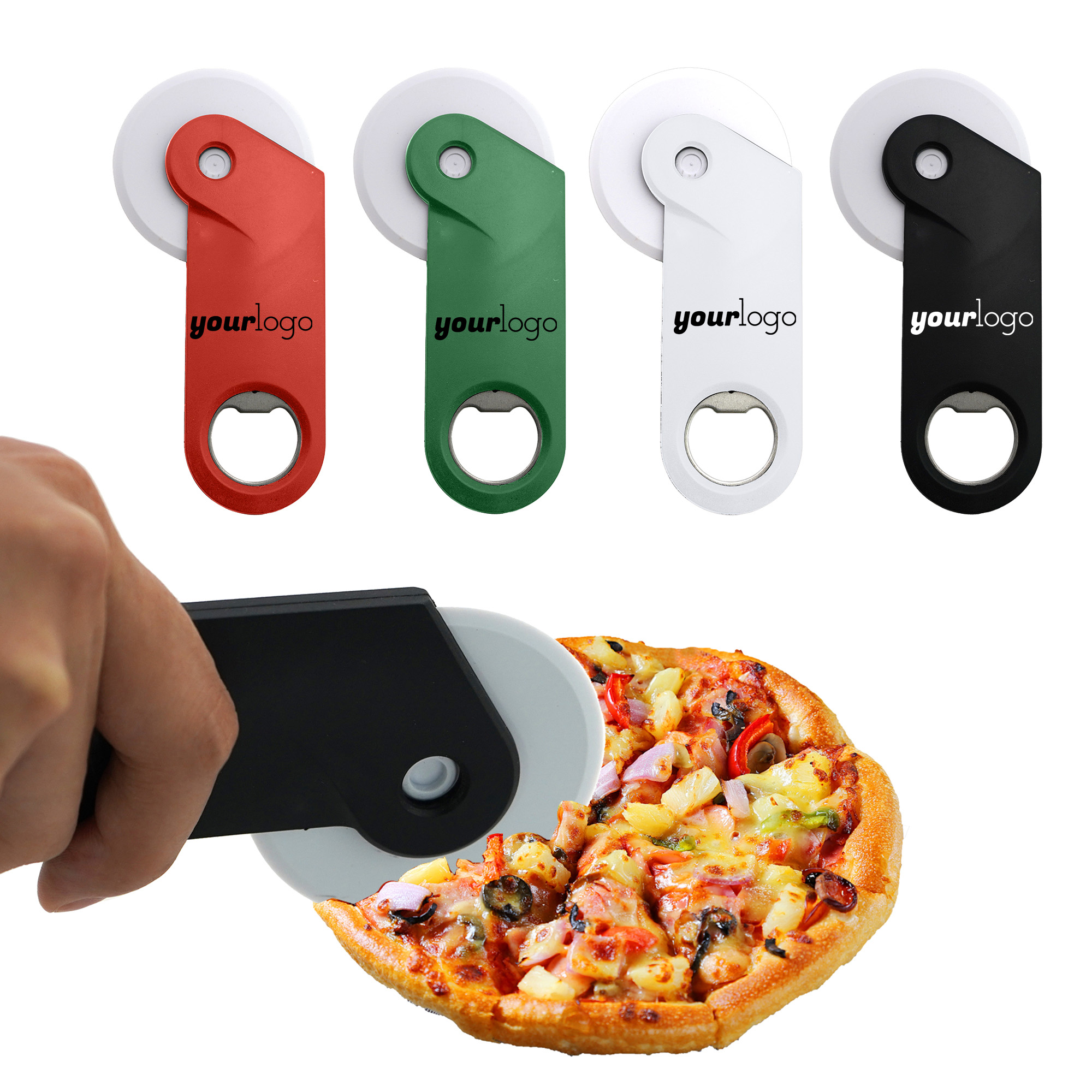 2-in-1 Pizza Roller Cutter with Bottle Opener 1