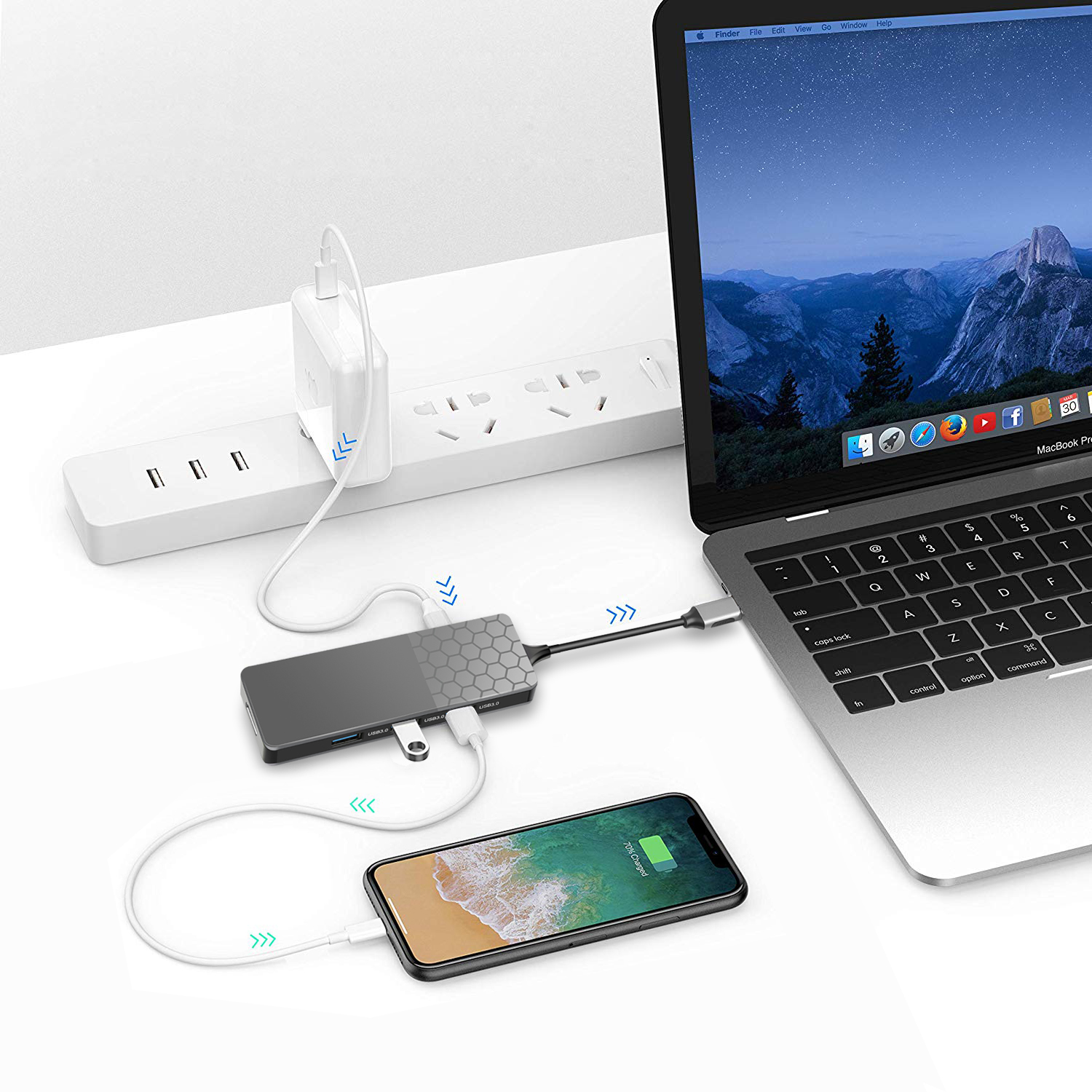 7-in-1 USB Type-C Hub – 4K HDMI, 3 USB 3.0 Ports, SD Card Reader & 87W PD Charging 4