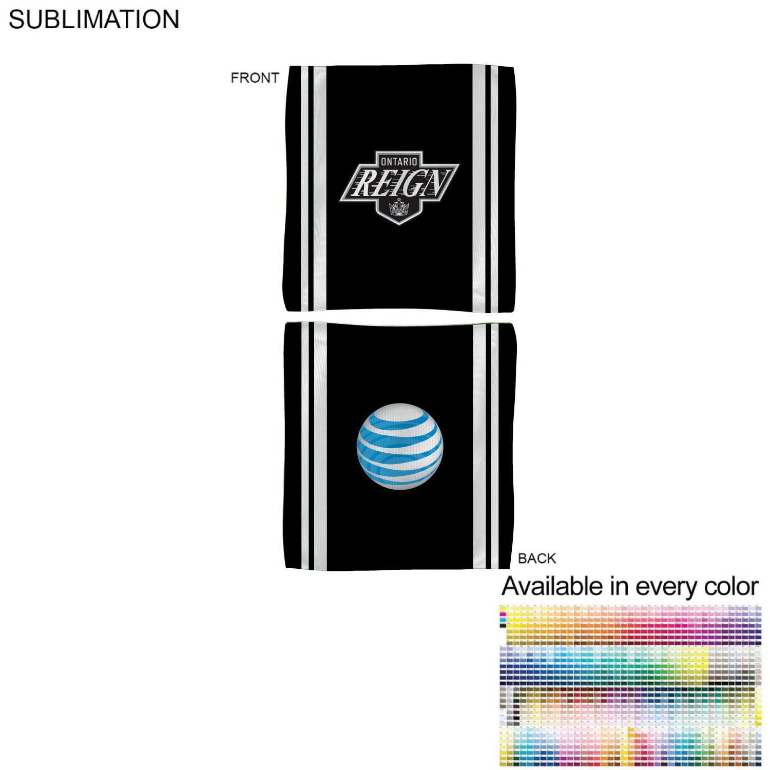 Colored Sublimated Rally, Skate Towels with Jersey stripes, 12x12, Sublimated Edge to Edge 2 sides 9
