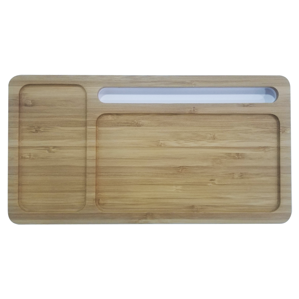 Wizchark Bamboo 10W Qi Wireless Charger Desktop Organizer