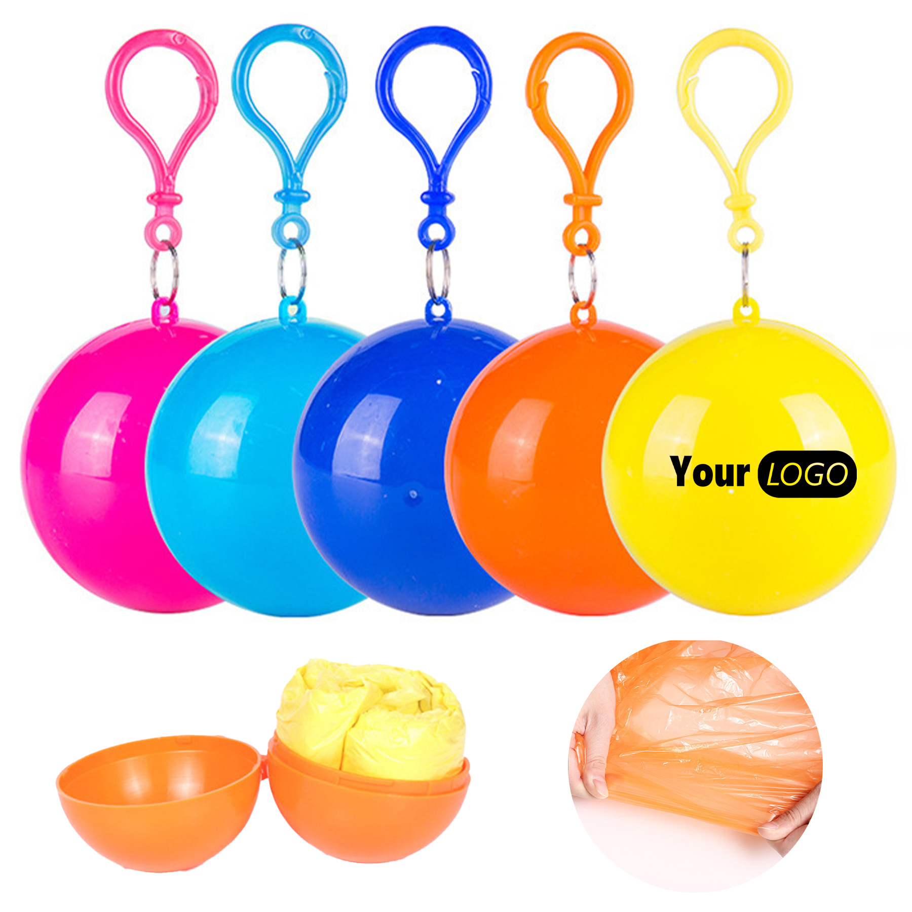 Polyethylene Keychain Ball Poncho Disposable Raincoat 2