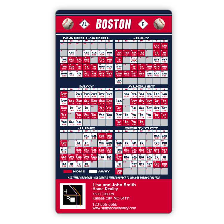 Magnet Sport Schedules - 4x7 Baseball Round Corners - 25 mil. 3