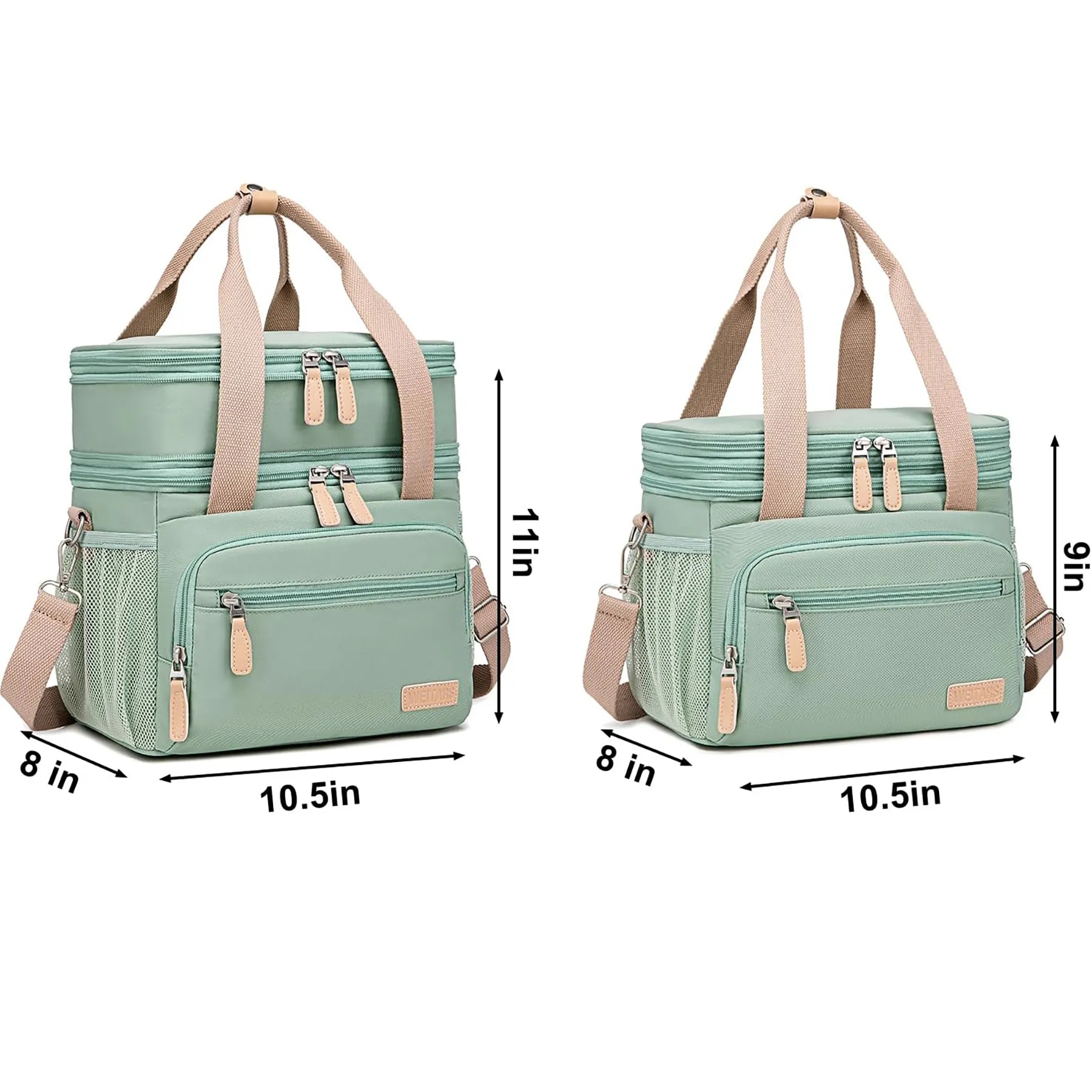 Waterproof Reusable Large Dual Compartment Lunch Bag 5