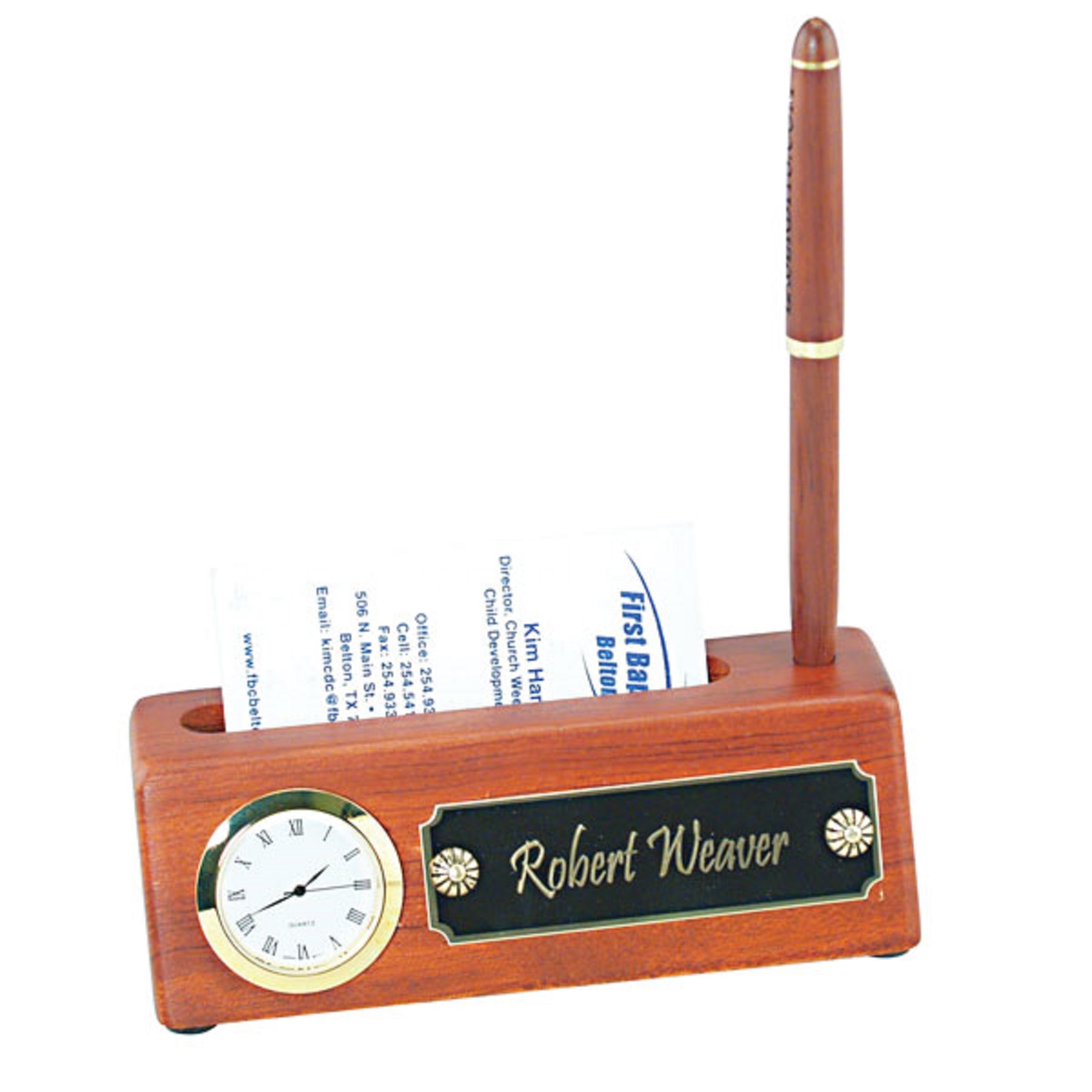 Rosewood Business Card Holder/Clock 2