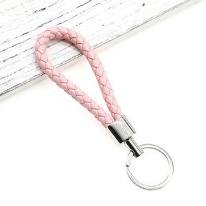 Chic Weaved PU Leather Keychain With Golden Buckle 22