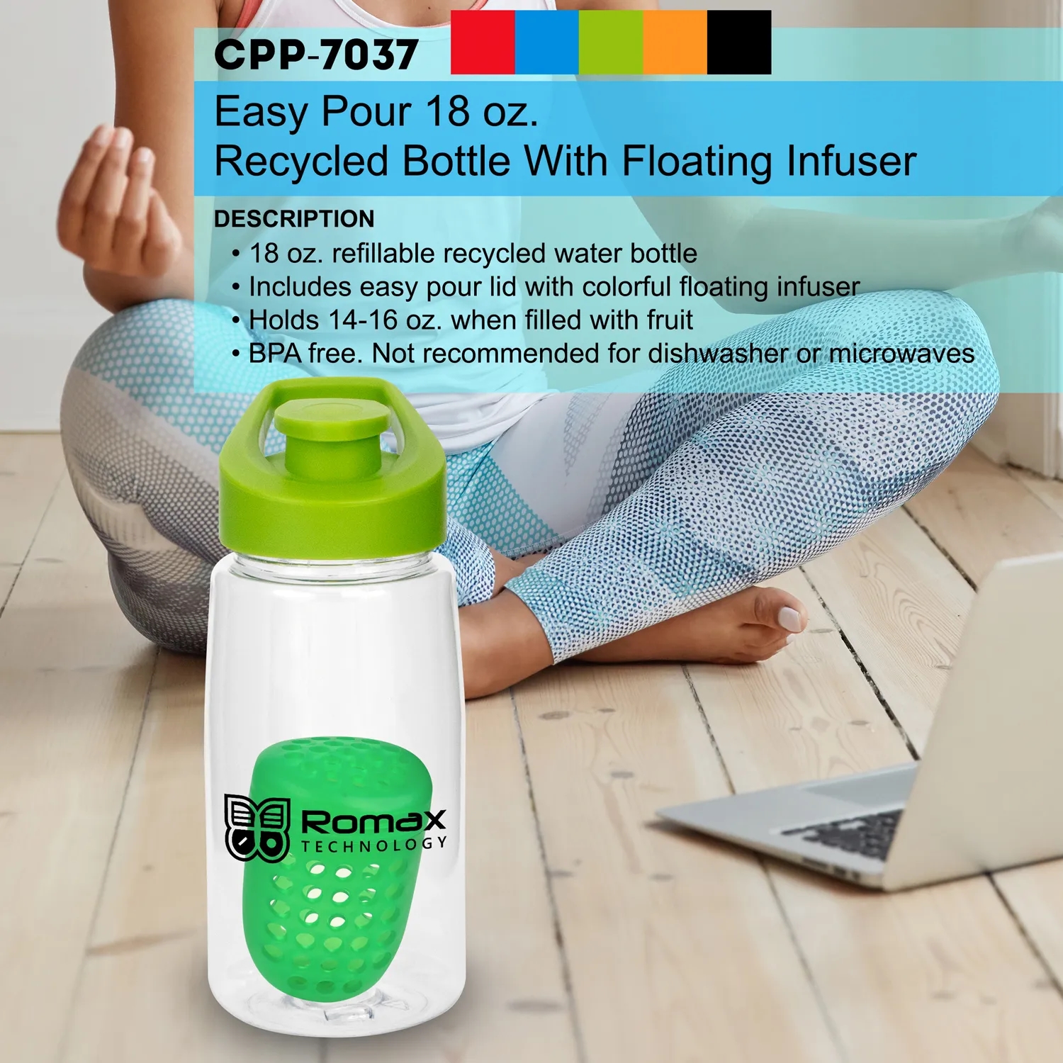 Easy Pour 18 oz. Recycled Bottle with Floating Infuser 6