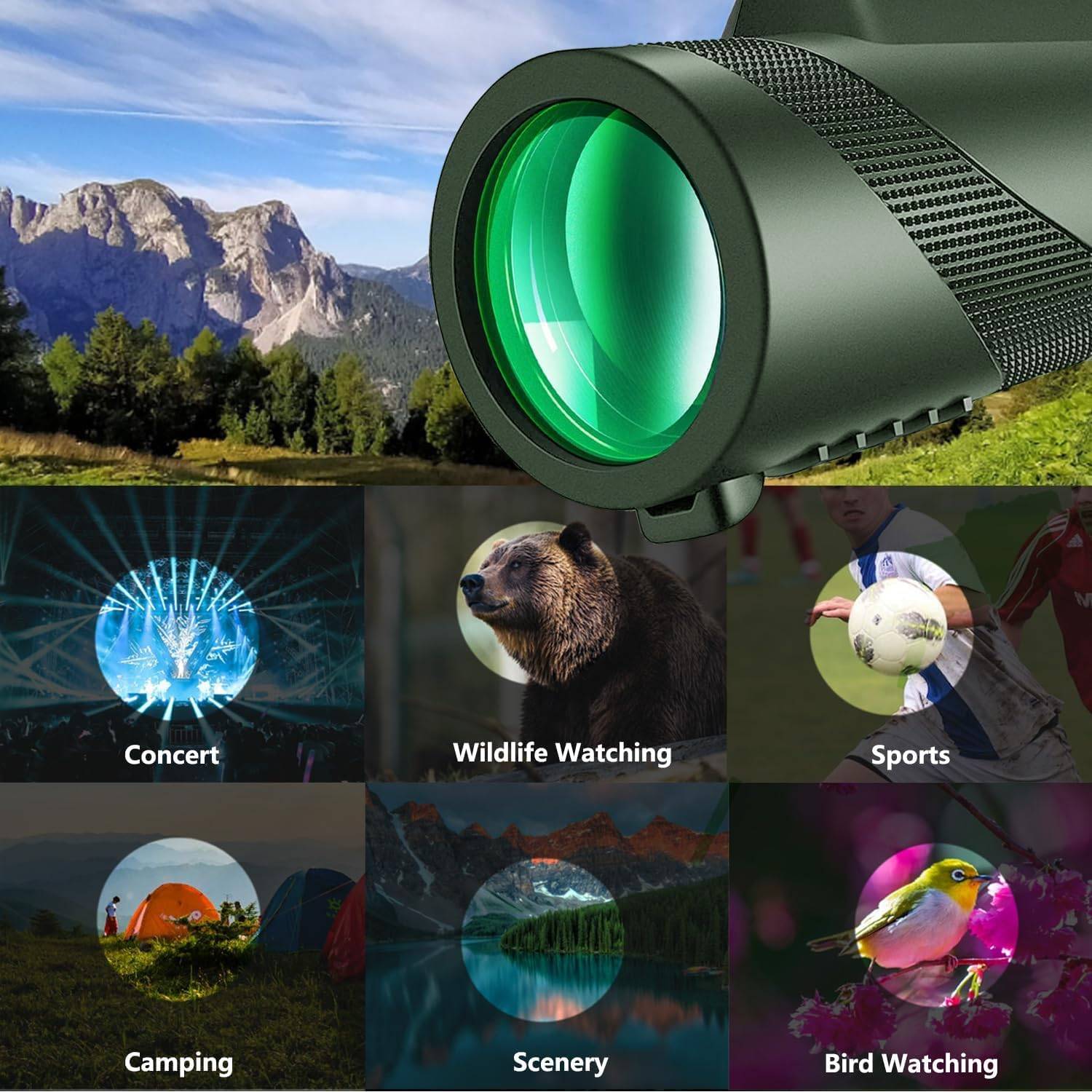 Monocular Telescope w/ Phone Clip & Tripod for Birdwatching 9