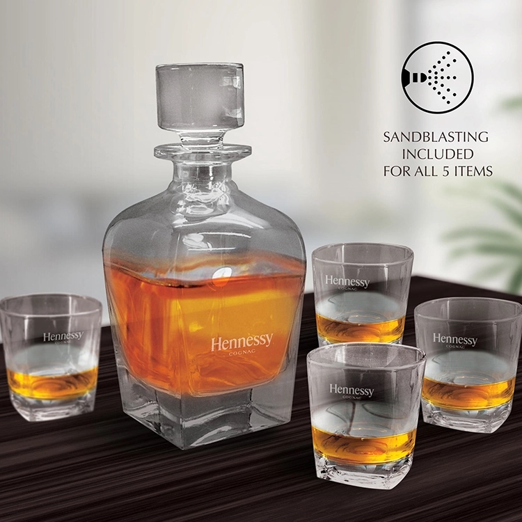 5-PC Brandy and Whiskey Decanter Set, custom bottle opener with logo imprint 1