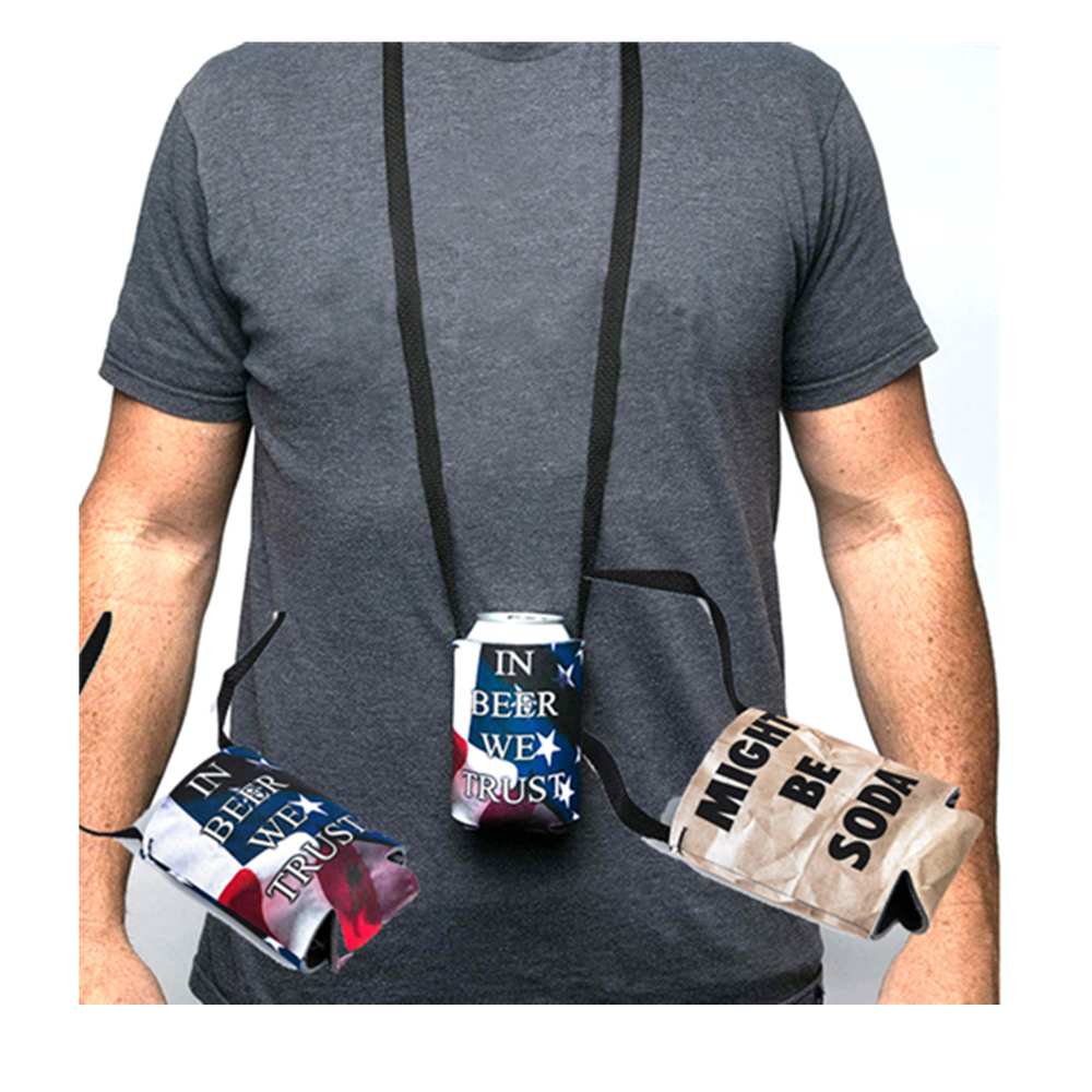 Neoprene Lanyard Can Coolie w/Strap, custom koozie with logo imprint 4