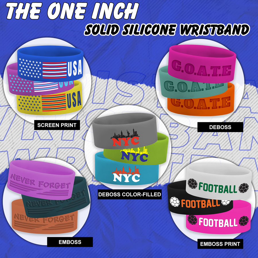 Solid Colored Silicone Wristband - 1" band 5