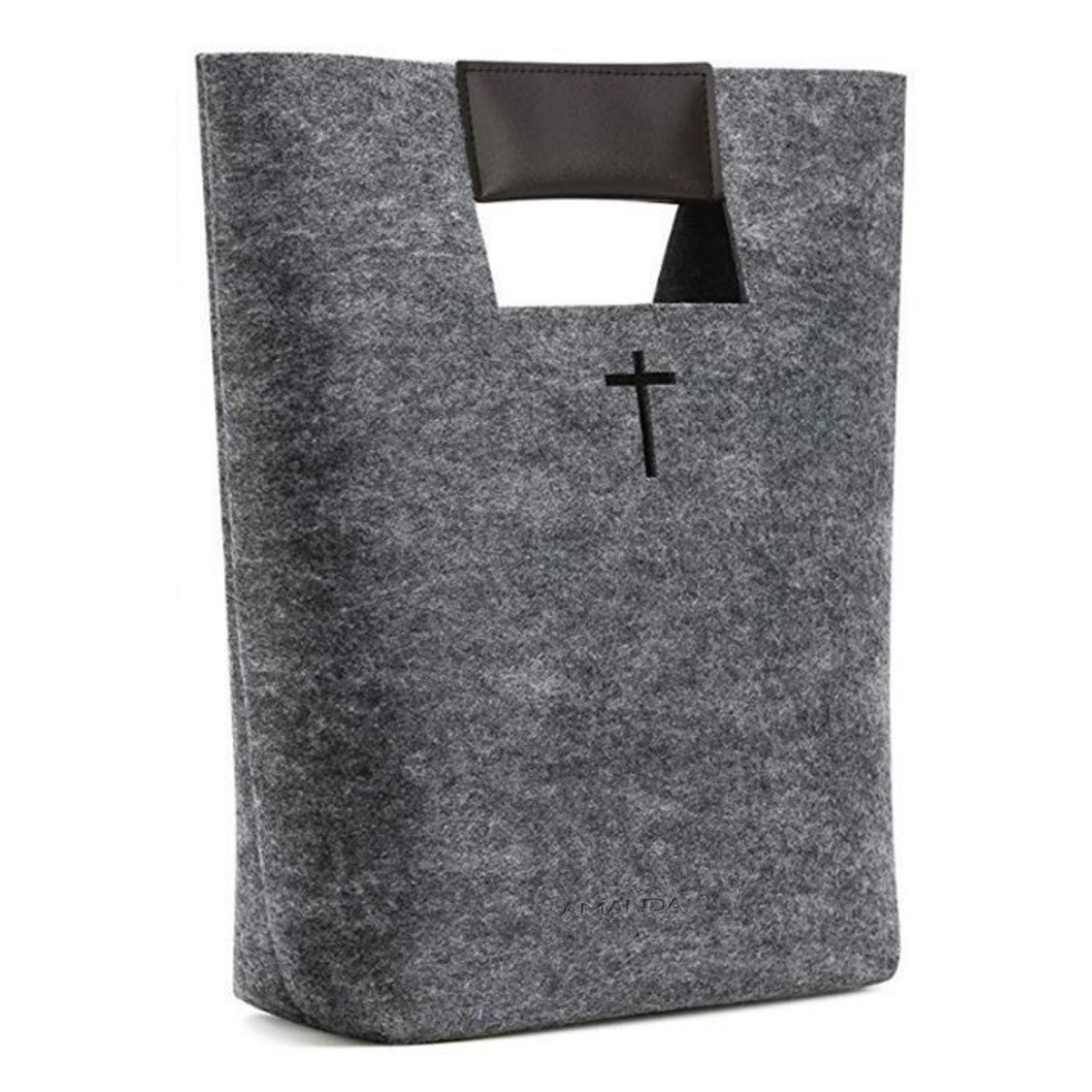 Carved Cross Felt Bible Church Outdoor User Thick Tote Bag 5