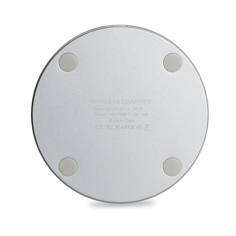 Sleek Qi Certified 15W Fast Wireless Charger with Light Up Ring and Aluminum casing 15