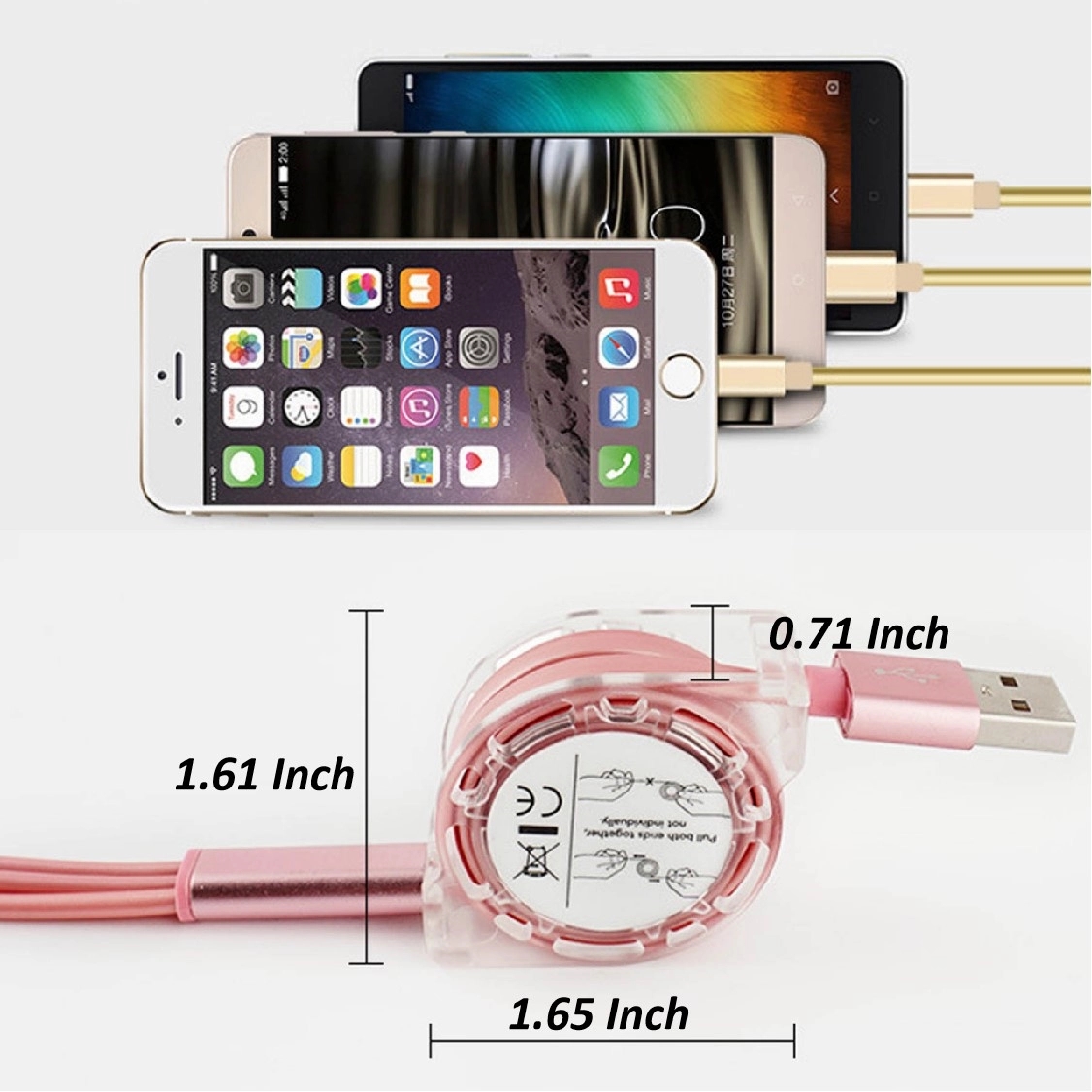 Micro USB Charging Cable 3-in-1 Multi Retractable Lightning 8