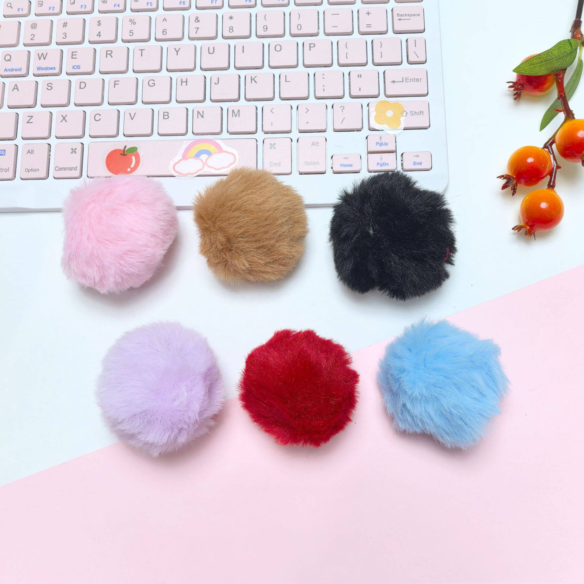 Colorful Fur Ball Pendant Accessory Keychain 2