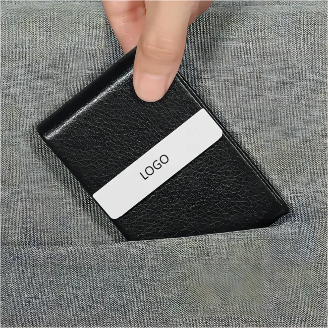 Leather Business Card Holder with Magnetic Closure 2