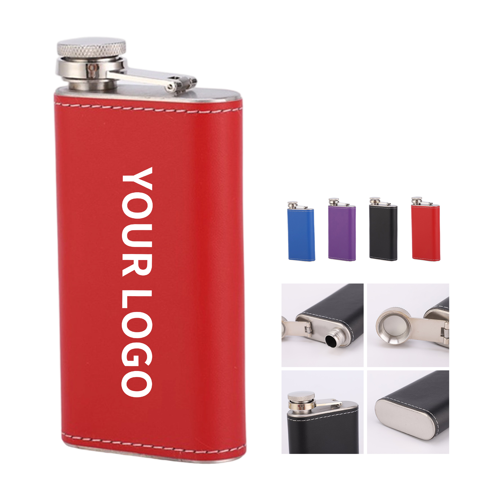 Stainless Steel Hip Vessel With PU Wrap 5 Ounce Capacity 8