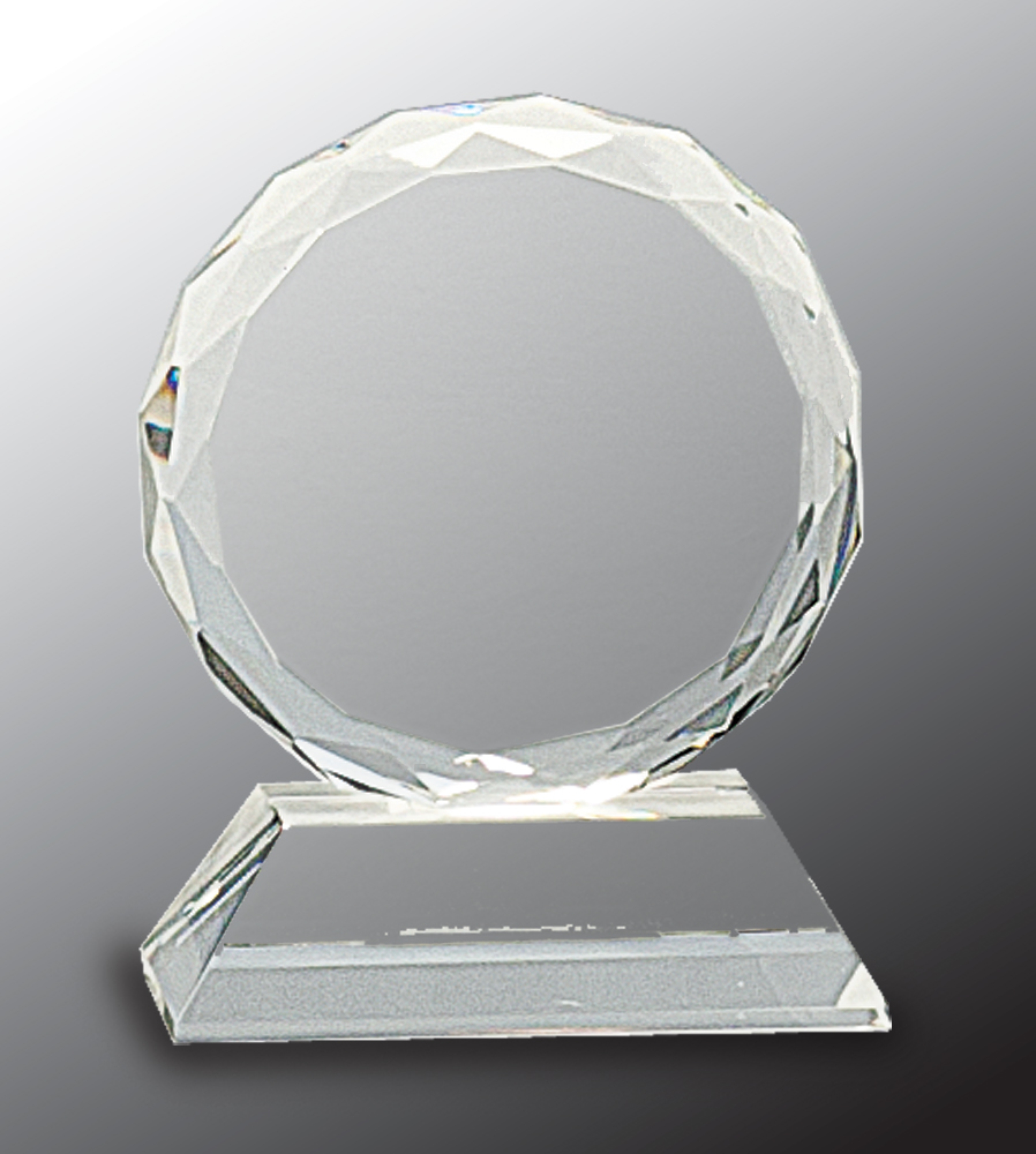 3" Round Facet Crystal Award on Clear Pedestal Base 3