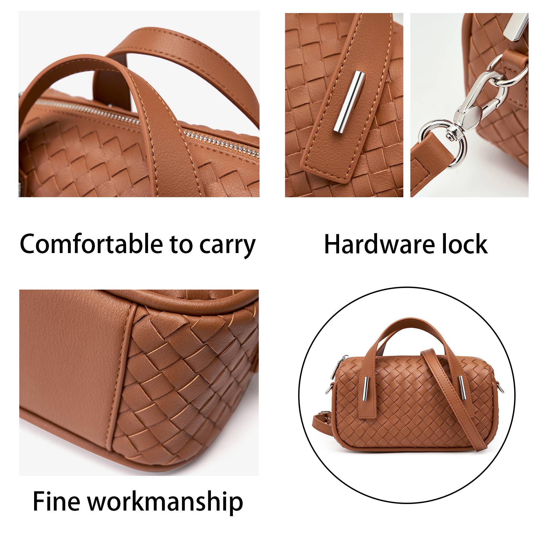 Genuine Leather Simple woven shoulder cross-body bag 2