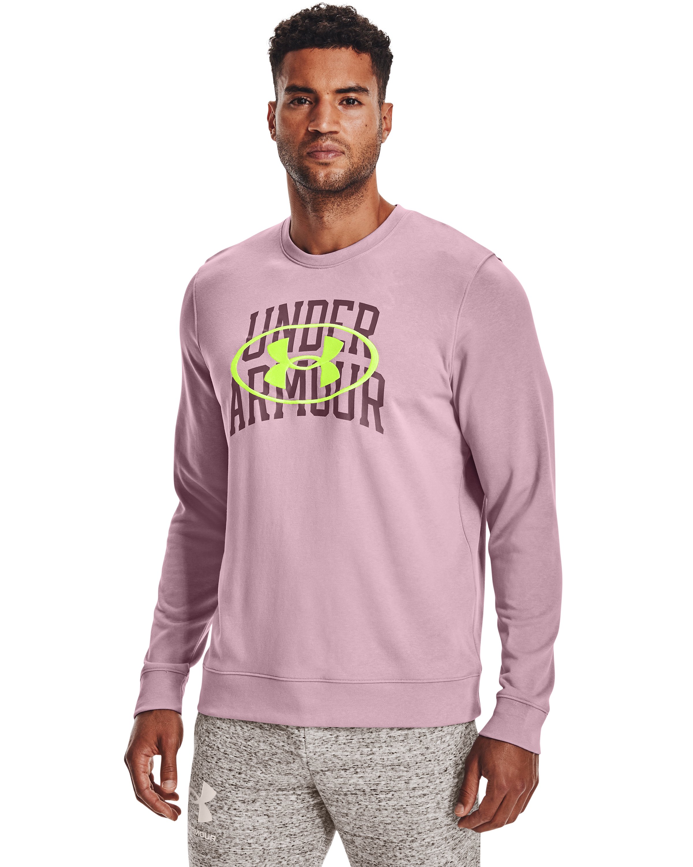 Men's UA Rival Terry Lockertag Overlap Crew, custom hoodie or sweatshirt with logo imprint 3