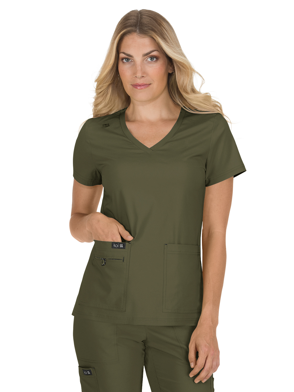 koi - Basics - Women's Four-Pocket Stretch V-Neck Becca Top 82