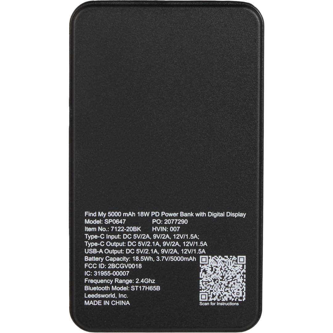 Find My 5000 mAh 18W PD Power Bank/Digital Display 51