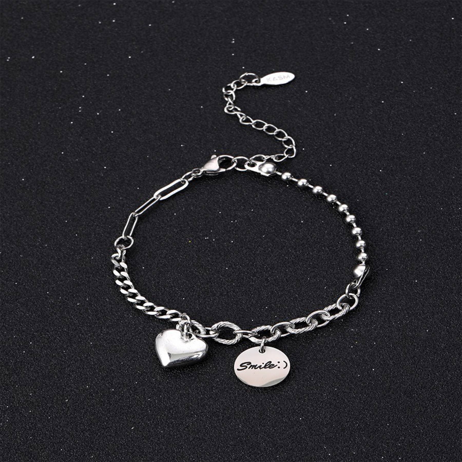 Stainless Steel Peach heart coin bracelet 1