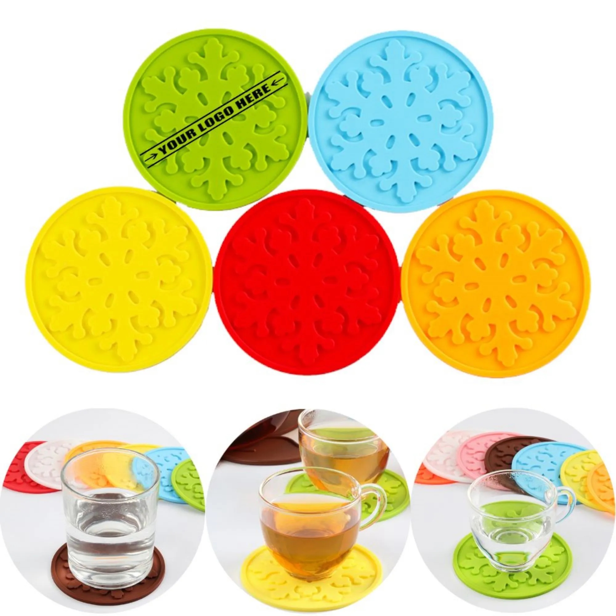 Silicone Snowflake Round Cup Coasters