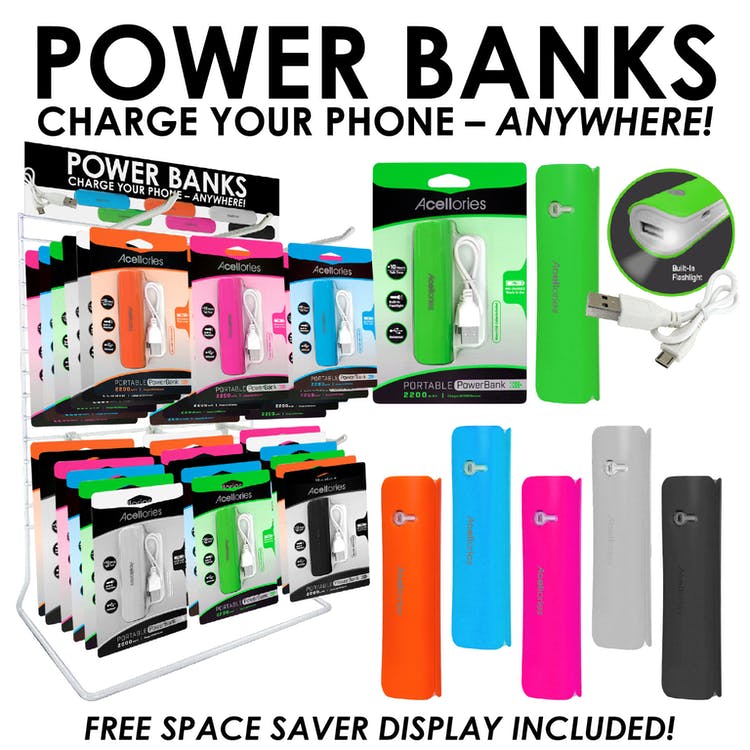 Pocket Size Power Banks - 2200 mAh 6 Colors 2