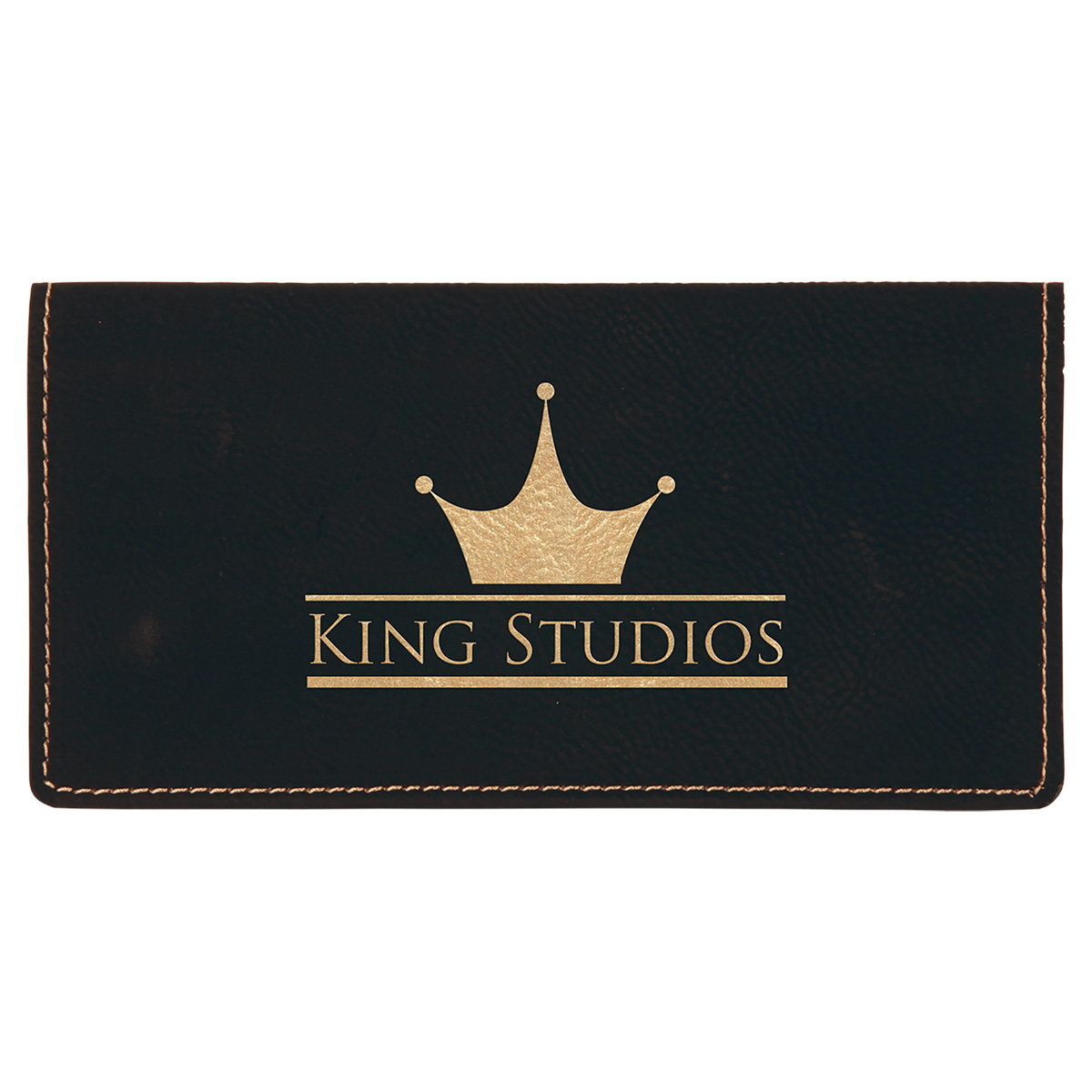 Black/Gold Leatherette Checkbook Cover 1