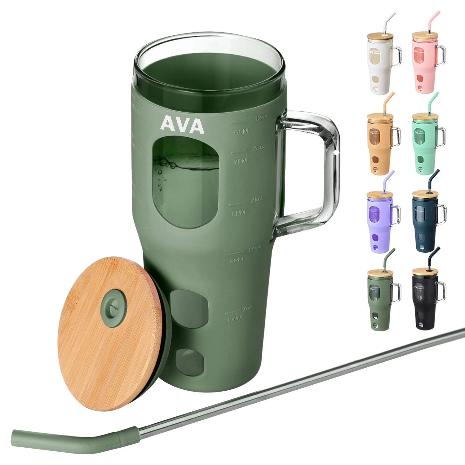 32oz Glass Cup w/ Silicone Cover 3