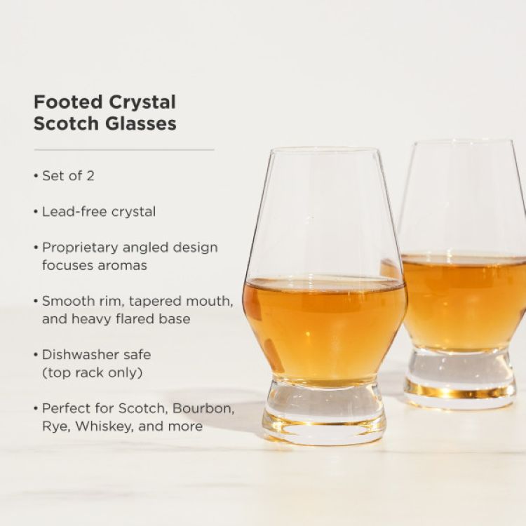 Viski® Raye Footed Crystal Scotch Glass, set of 2 9