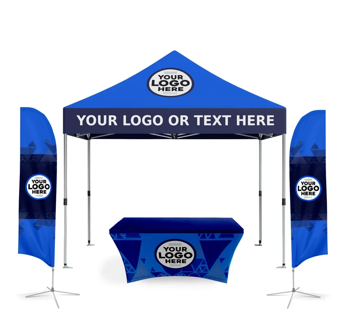Custom Canopy Tent 10'x10'  w/ Feather Flag & 6ft TableCloth 3