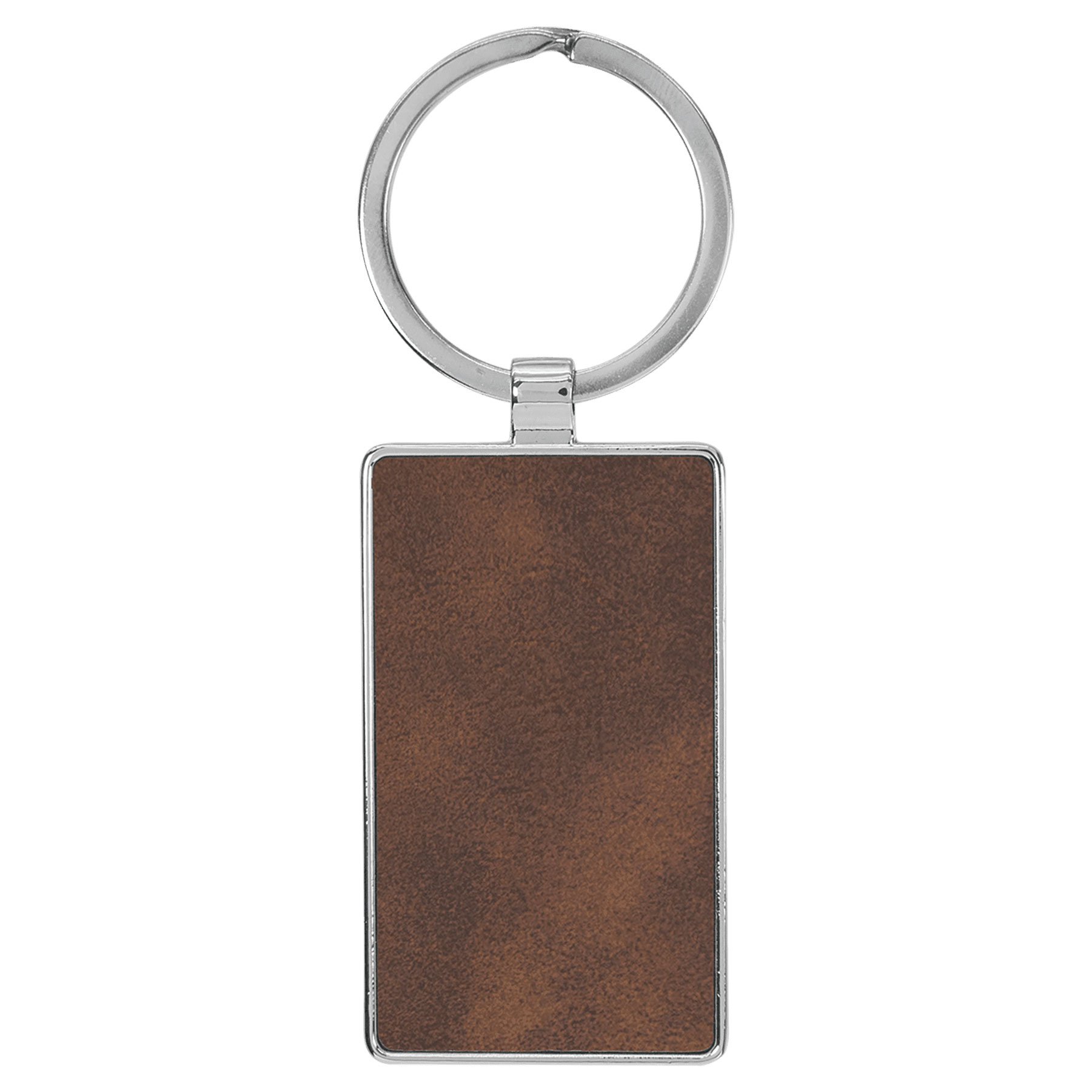 Rustic & Silver Leatherette/Metal Rectangle Keychain 2