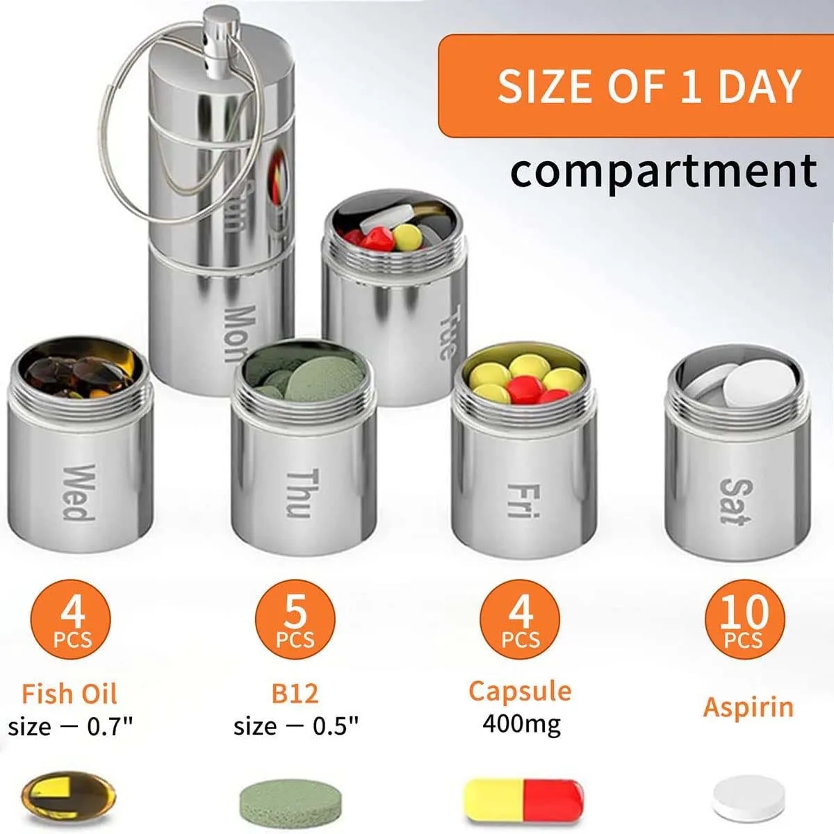 Weekly 7 Day Travel Friendly Waterproof Pill Case Container 8