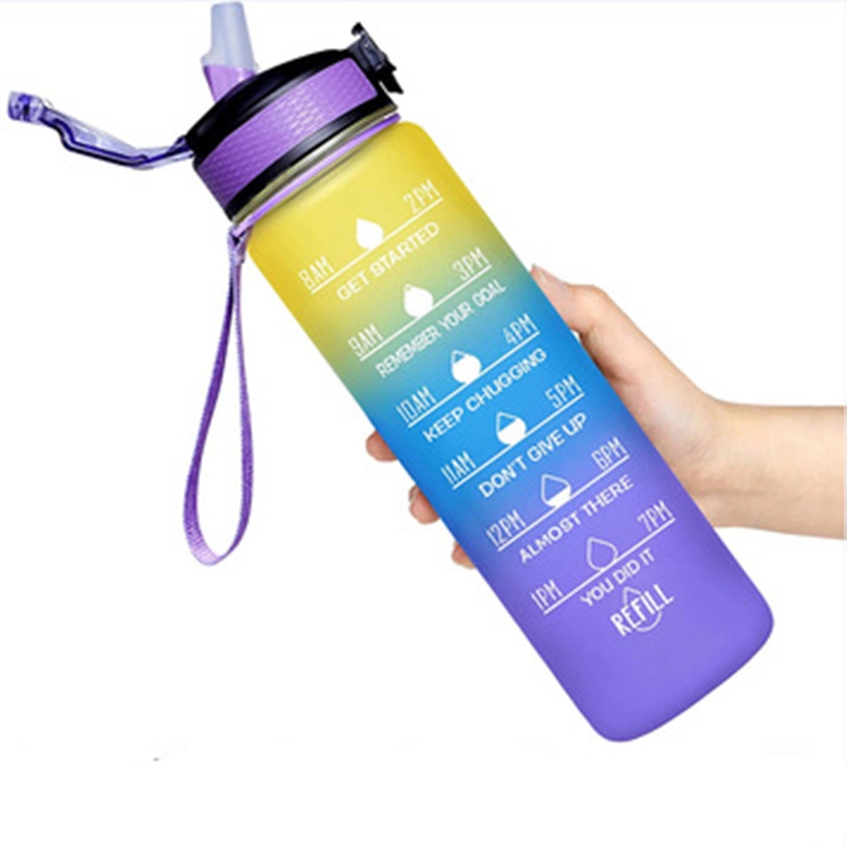 Sport Drinking Water Bottle With Time Marker 6