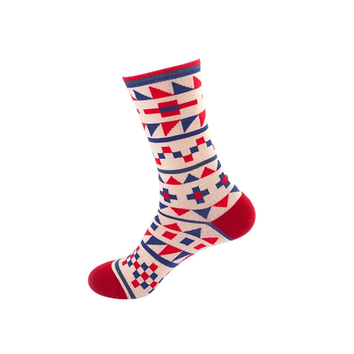 Cotton Crew Socks with Jacquard Pattern 16