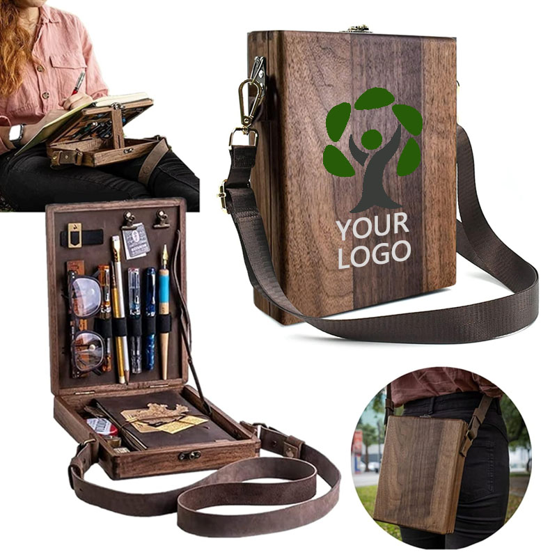 Multifunctional Wooden Handmade Crossbody Postman Bag 4