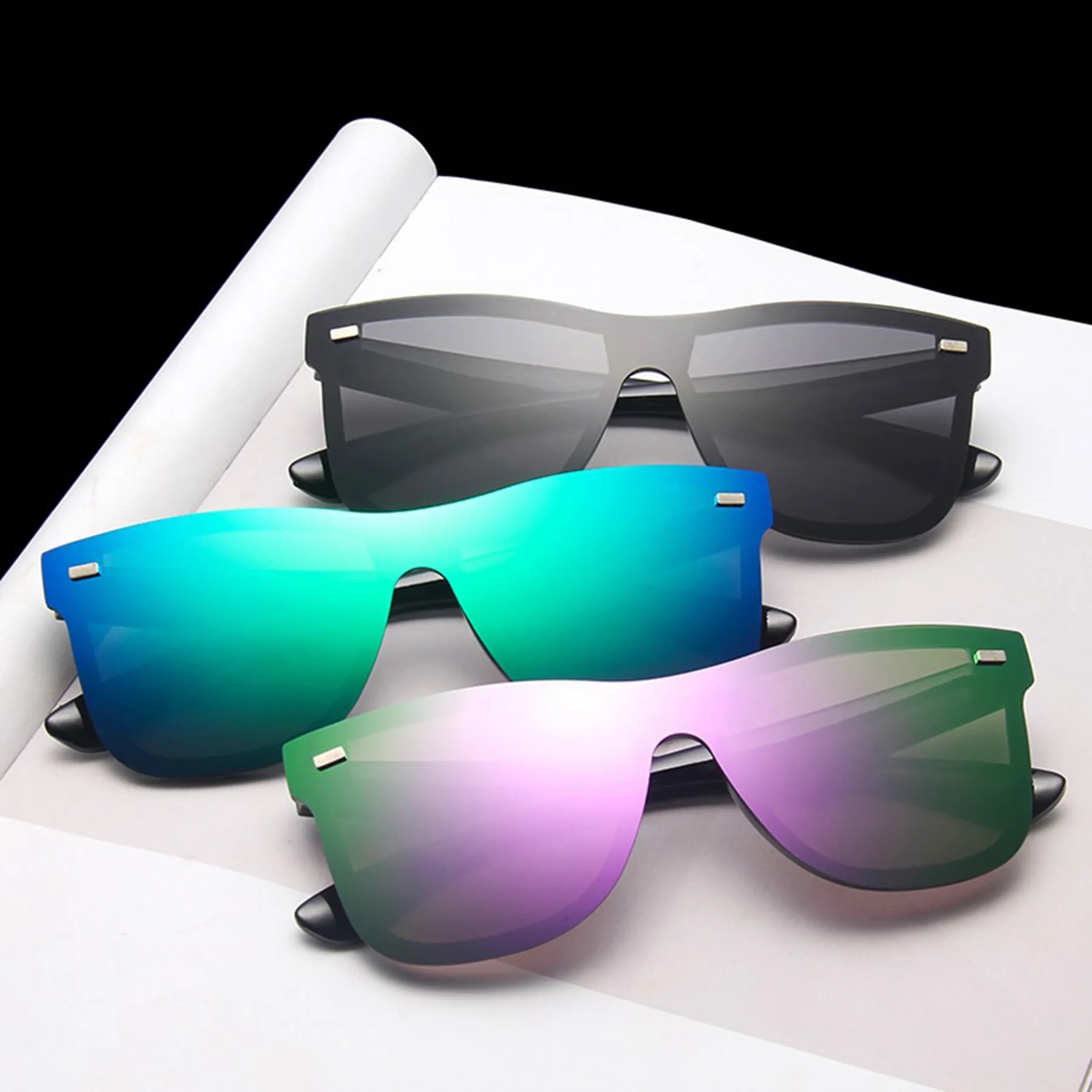 Oversized Square Rimless UV400  Sunglasses 8