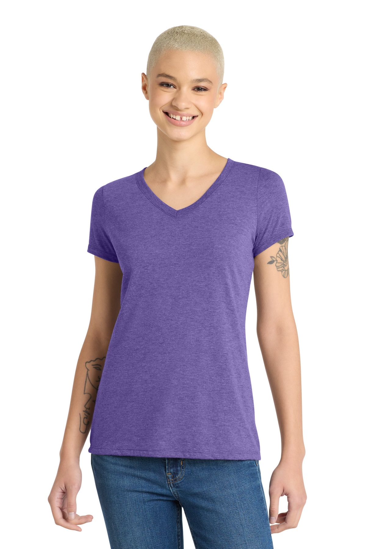 District Women's Perfect Tri V-Neck Tee. DM1350L 153