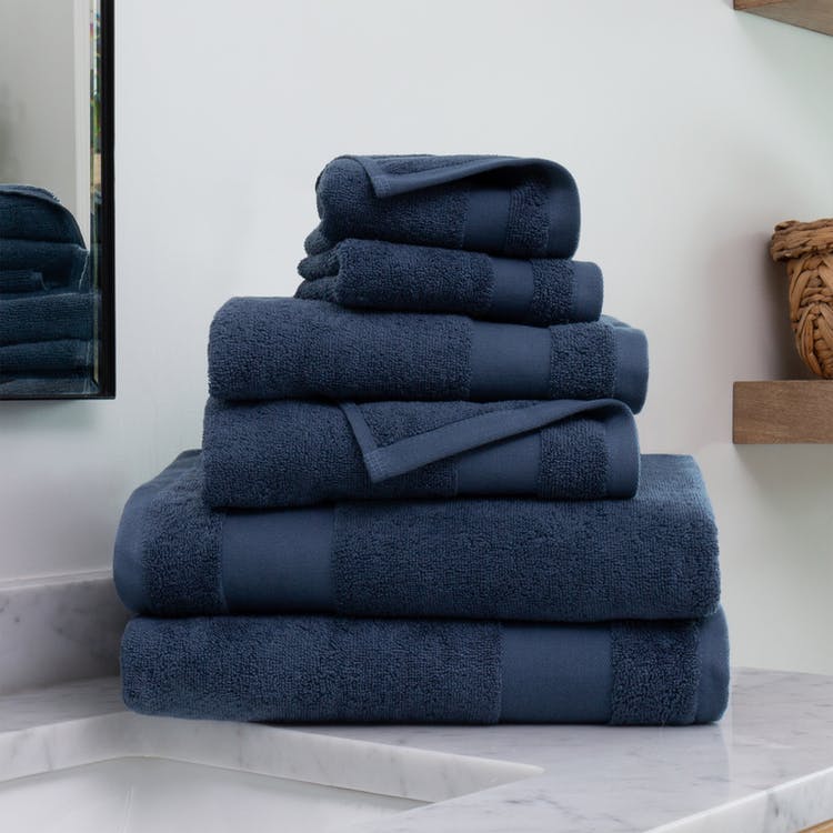 Bath Towel Sets - Navy 6-Piece 100% Cotton Ultra Soft 2