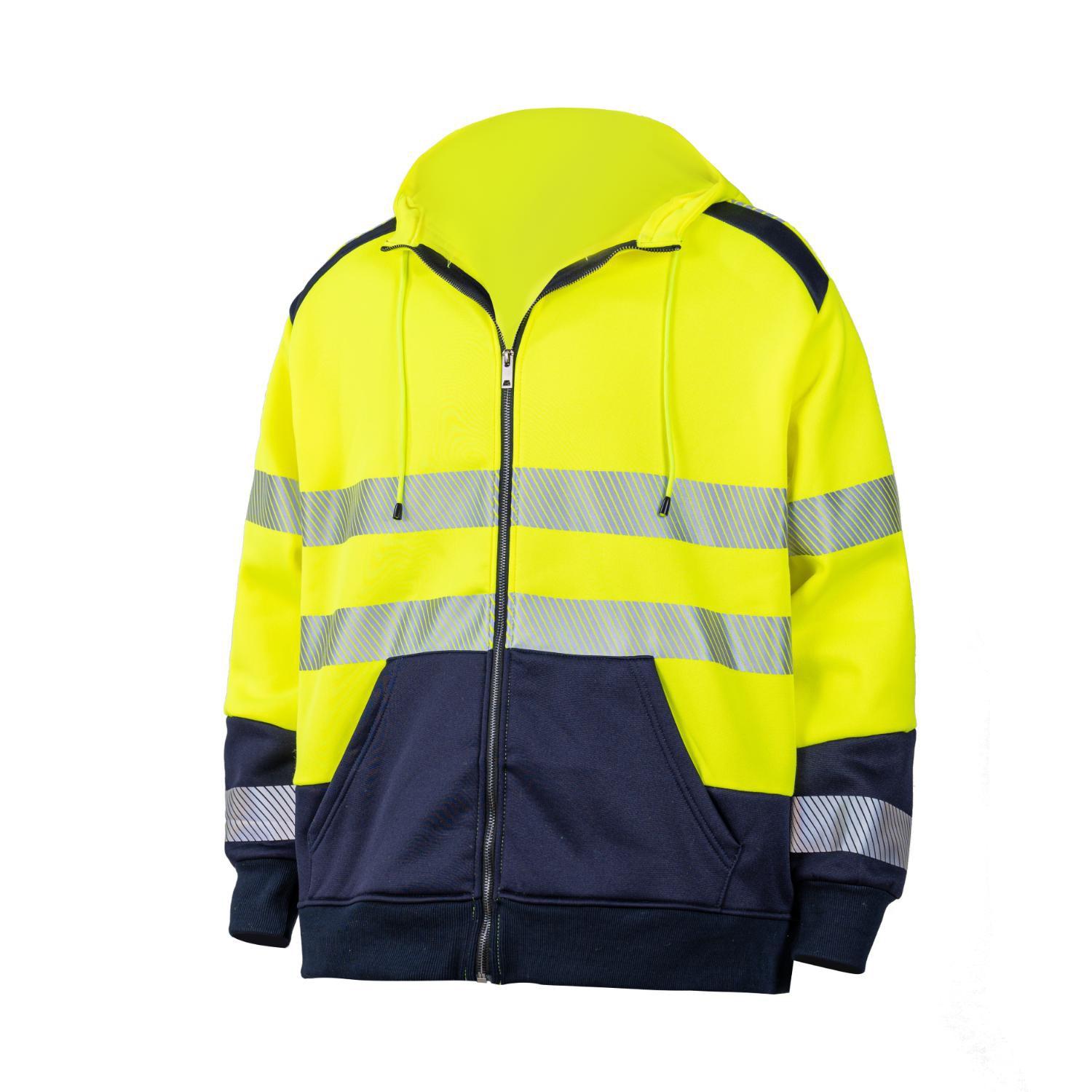 Class 3 Color Block Safety Zipper Hoodie With Segmented Tape And Kangaroo Pocket 1