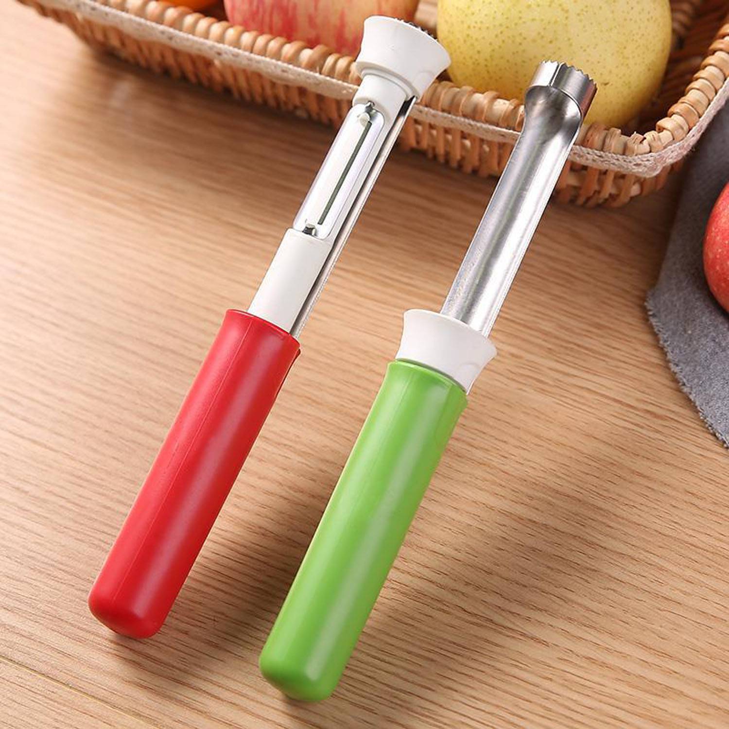 2 in 1 Ergonomic Stainless Steel Fruit Corer Peeler 6
